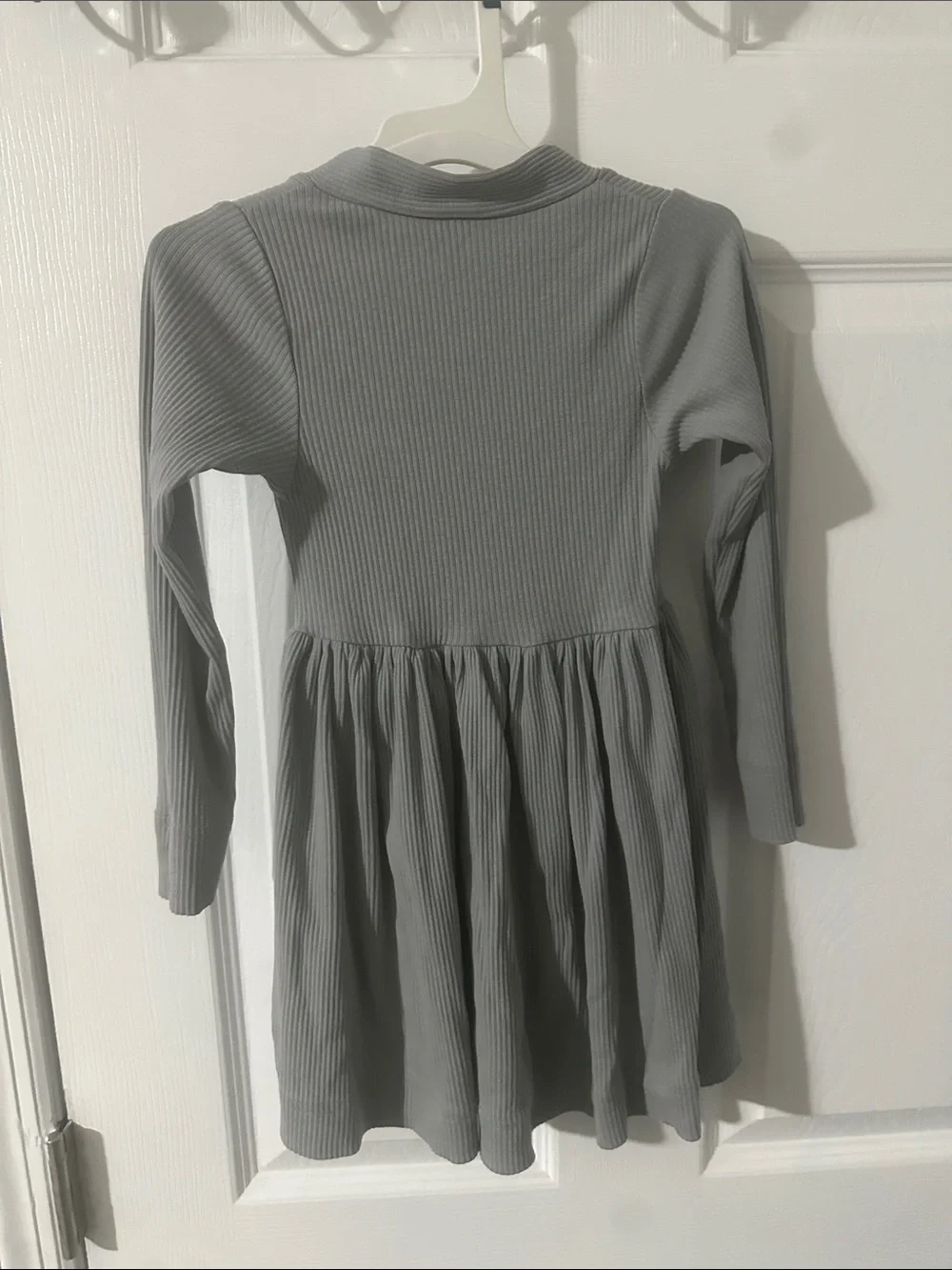 Marmar Copenhagen Girls Long-Sleeve Grey Ribbed V-Neck Dress